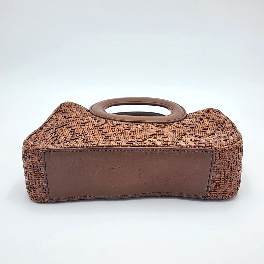 Fossil Vintage Woven Straw Rattan Small Structured Purse Handbag Brown - Picture 5 of 10